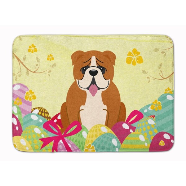 Carolines Treasures Easter Eggs English Bulldog Red White Machine Washable Memory Foam Mat BB6120RUG - main